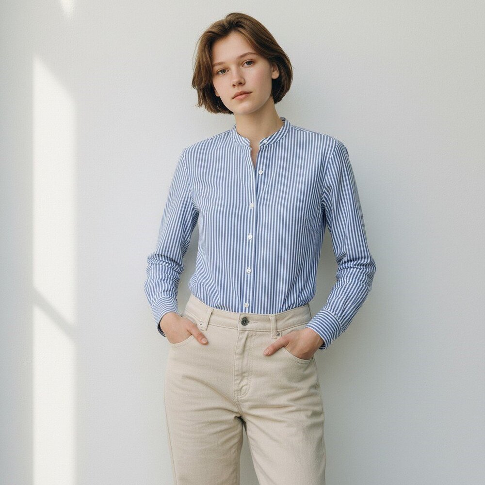 J.Crew Blue White Stripe Button Down Cotton Stretch Bodysuit Size 2